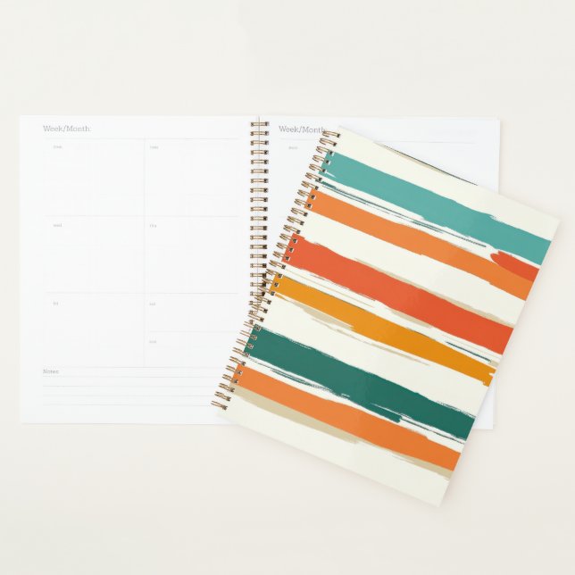 Abstract Painted Horizontal Brush Stripes Boho Planner (Display)