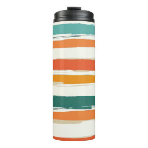 Abstract Painted Horizontal Brush Stripes Boho Thermal Tumbler