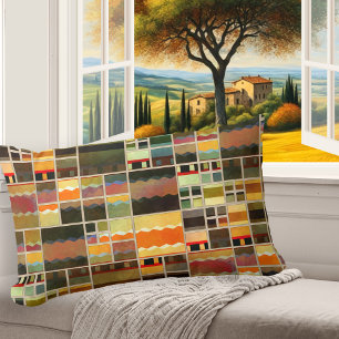Abstract Painted Leaded Glass Colourful Pillow