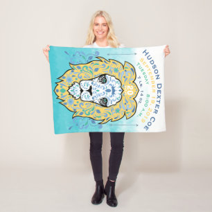 Abstract Painted Lion Baby Boy Birth Stats Record Fleece Blanket