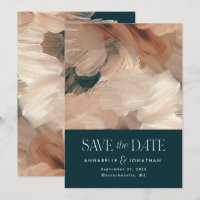Abstract painted modern teal cream terracotta chic
