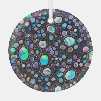 Abstract Painted Opal Gemstones Glass Ornament