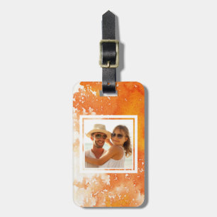 Abstract Painted Orange Watercolor Add your Name Luggage Tag