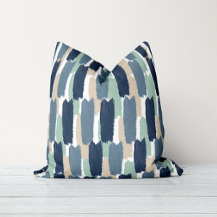 Abstract Painted Stripe Modern Coastal Spa Throw Pillow