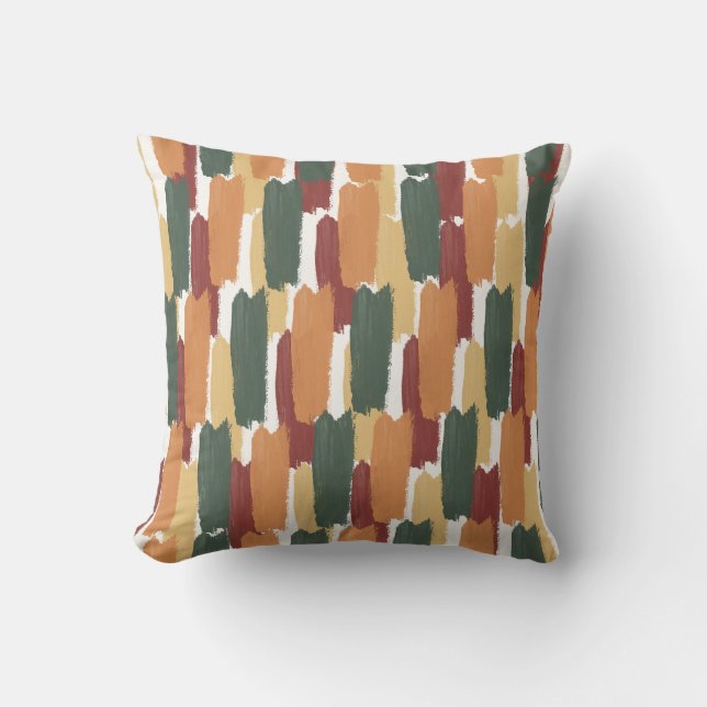 Abstract Painted Stripe Modern Mediterranean Hues Throw Pillow (Front)