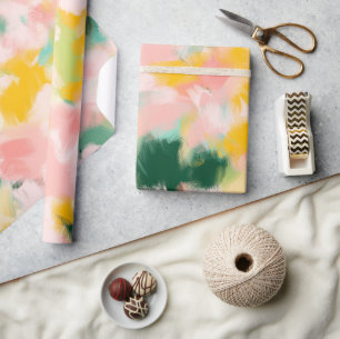 Abstract painterly bright pattern wrapping paper