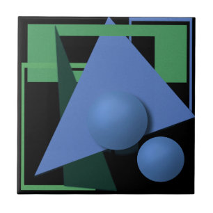 abstract painting, abstraction, green and black tile