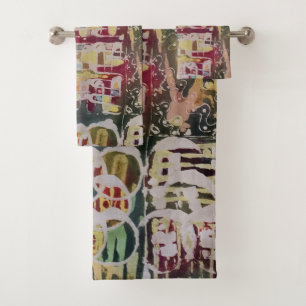 Abstract Painting Batik Boho Bath Towel Set
