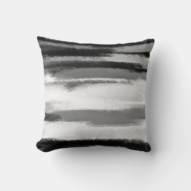 Abstract Painting | Black and White 53 Throw Pillow (Front)