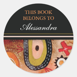 Abstract Painting Bookplate Stickers