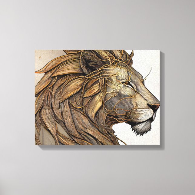 Abstract painting canvas  of a majestic lion print (Front)