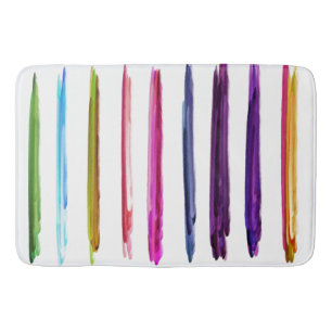 Abstract Painting Colorful Paint Brush Strokes Bath Mat