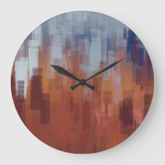 Abstract painting, colourful concrete wall. large clock