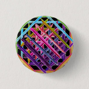 Abstract Painting Colourful Paint Brush Strokes 1 Inch Round Button
