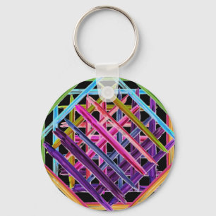 Abstract Painting Colourful Paint Brush Strokes Keychain
