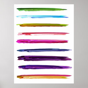Abstract Painting Colourful Paint Brush Strokes Poster