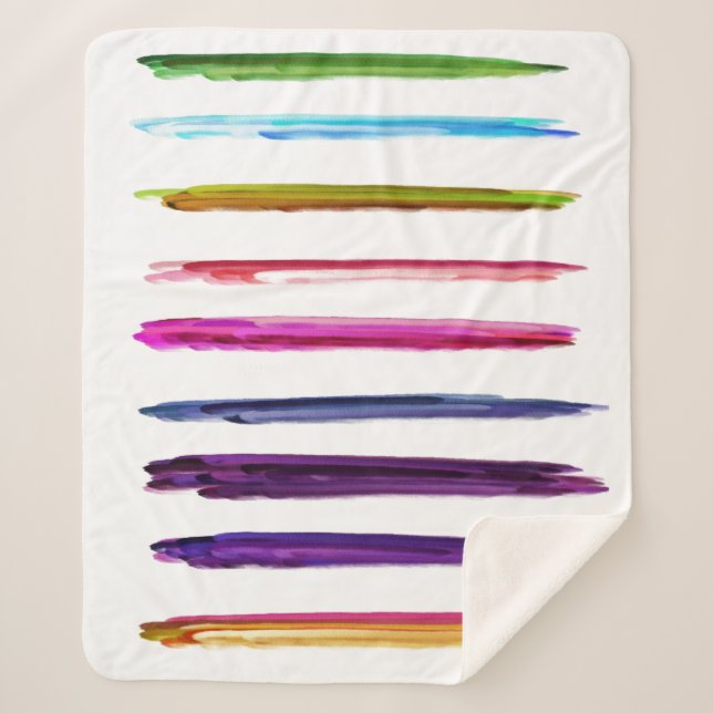 Abstract Painting Colourful Paint Brush Strokes Sherpa Blanket (Front)