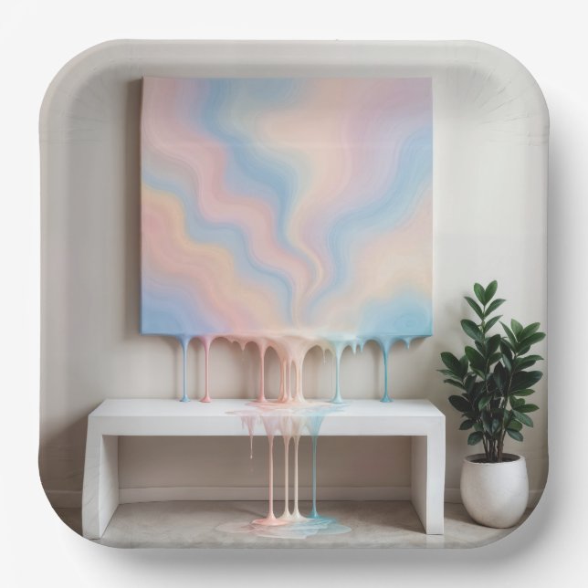 Abstract Painting Dripping on a Bench  Paper Plate (Front)