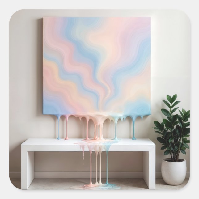 Abstract Painting Dripping on a Bench  Square Sticker (Front)