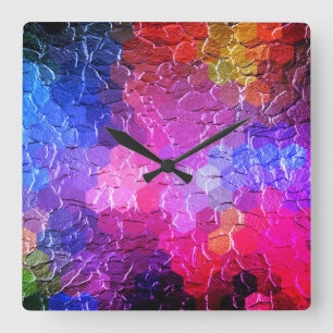 Abstract Painting   Dynamic Colourful Square Wall Clock