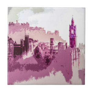 Abstract Painting Edinburgh Capital of Scotland Tile