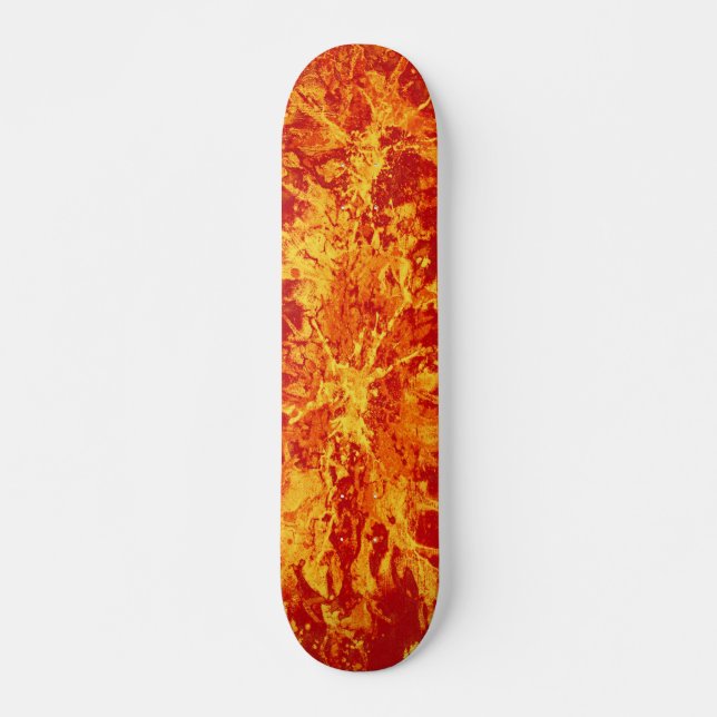 Abstract painting | fire red splattergrunge skateboard (Front)