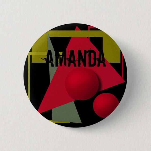 Abstract painting, geometric shapes 2 inch round button (Front)