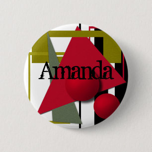 Abstract painting, geometric shapes 2 inch round button