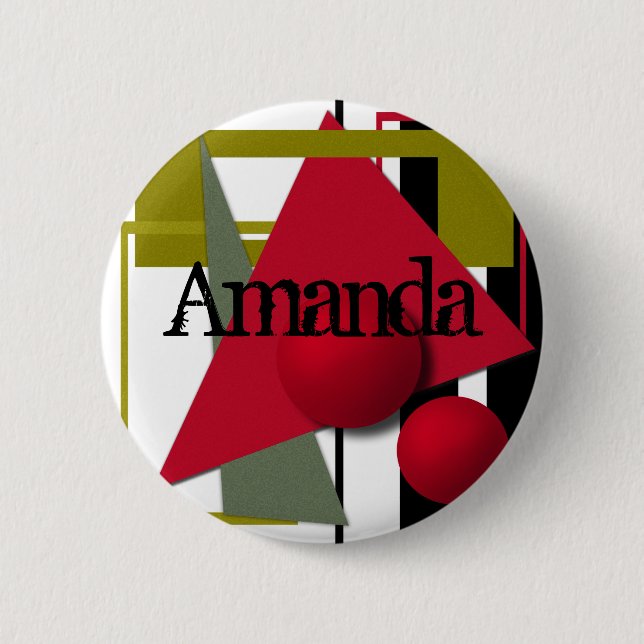 Abstract painting, geometric shapes 2 inch round button (Front)