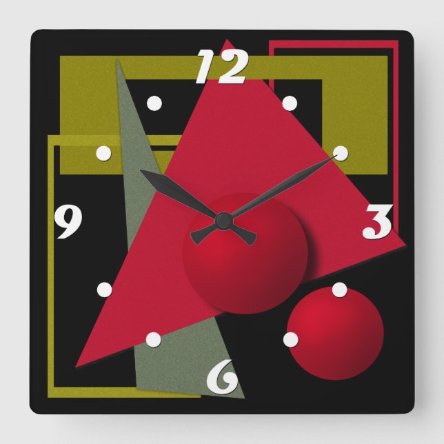 Abstract painting, geometric shapes square wall clock (Front)