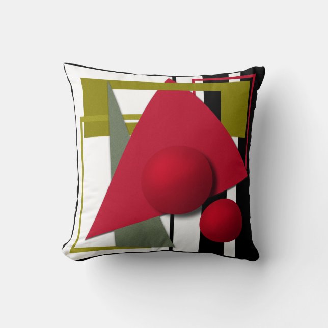 Abstract painting, geometric shapes throw pillow (Front)
