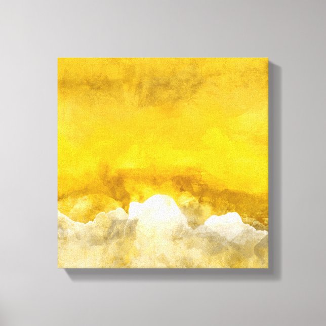 Abstract painting, gold, white, grey, modern canvas print (Front)