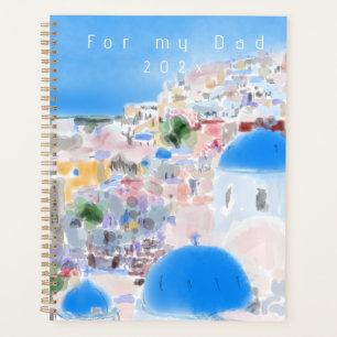 Abstract painting Greece island Santorini oil past Planner