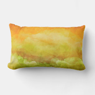 Abstract painting, green, gold, terracotta, modern lumbar pillow