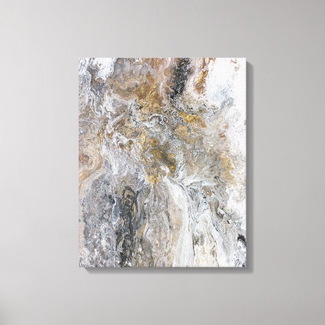 Abstract Painting Grey Black Gold Canvas Print (Front)