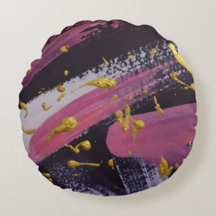 Abstract painting. Handmade texture. Oil painting. Round Pillow
