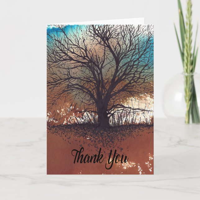 Abstract Painting Landscape Tree Art Thank You Card (Front)