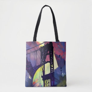 Abstract painting Manhattan bridge Tote Bag