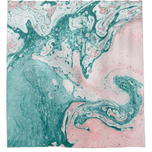 Abstract painting, marble effect, turquoise pink.