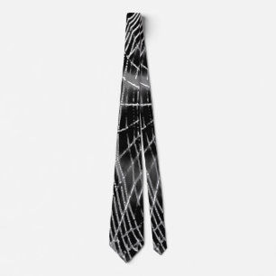 Abstract Painting Of A Grey White Cobweb On Black Tie