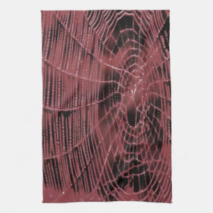 Abstract Painting Of A Magenta Pink Cobweb Kitchen Towel