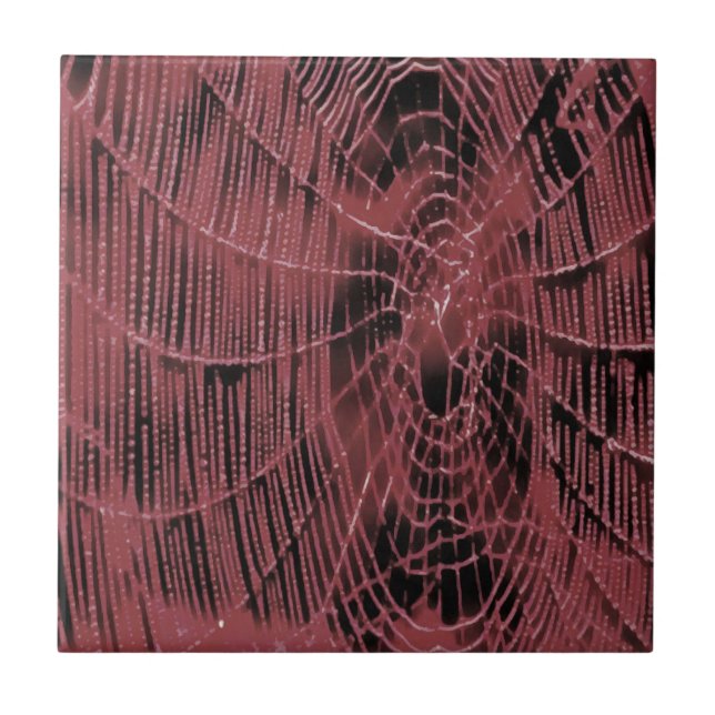 Abstract Painting Of A Magenta Pink Cobweb Tile (Front)