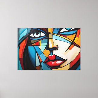 Abstract painting of a woman's face canvas print