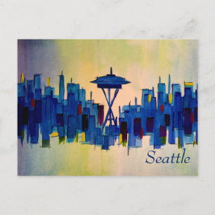 Abstract painting of Seattle Washington Postcard
