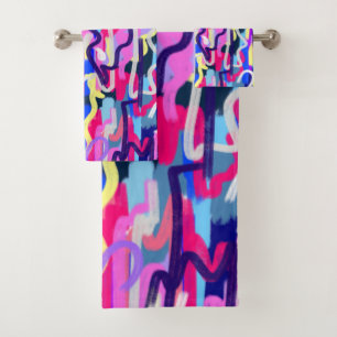 Abstract Painting of Shapes and Colours  Bath Towel Set