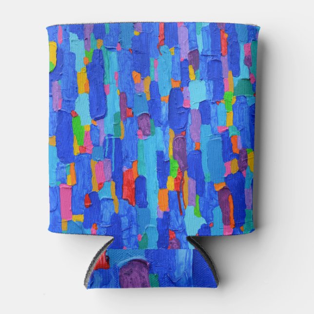 Abstract Painting on Canvas Can Cooler (Front)