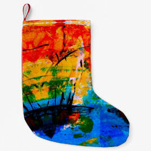 Abstract painting on concrete wall. illustration. small christmas stocking