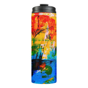 Abstract painting on concrete wall. illustration. thermal tumbler