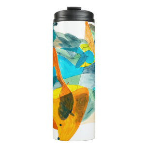  abstract painting on paper with vibrant colors, s thermal tumbler