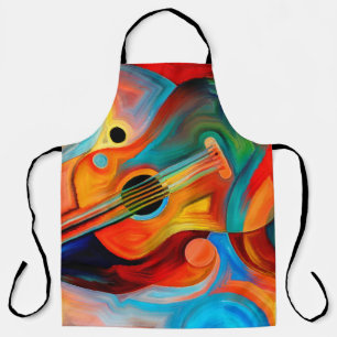 Abstract painting on the subject of music and rhyt apron
